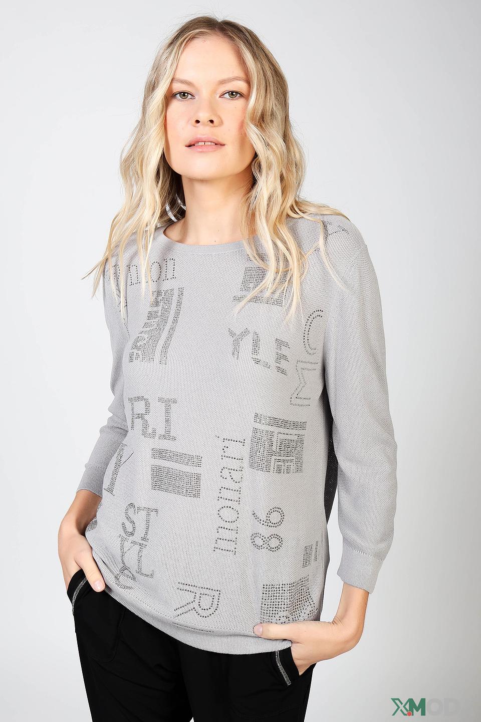Пуловер Monari с кристаллами серый