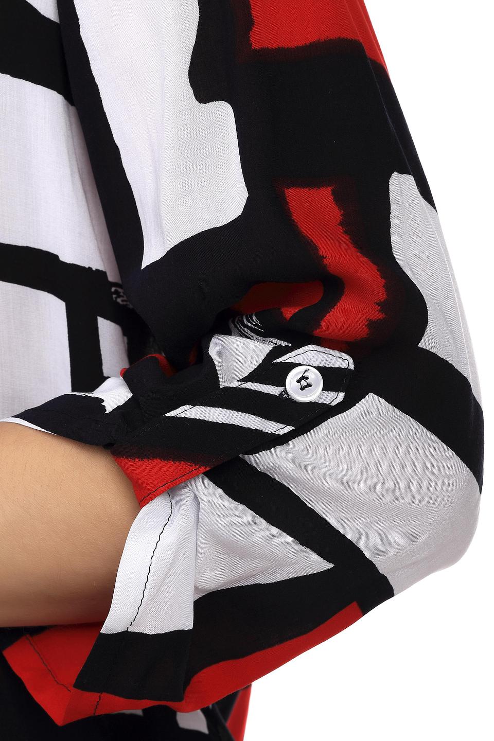 Блуза Lebek, черно-красная, с завязками