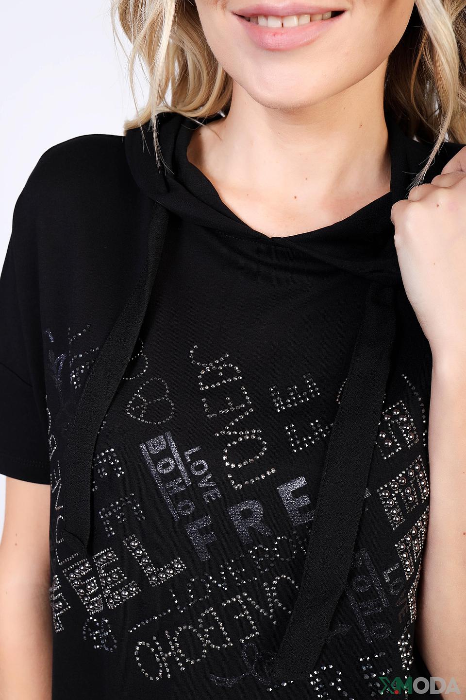 Футболка Monari с капюшоном чёрная