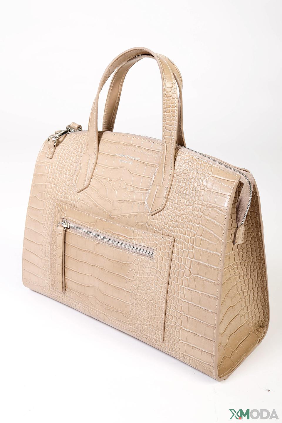 Сумка Marina Volpe с текстурой крокодила бежевая