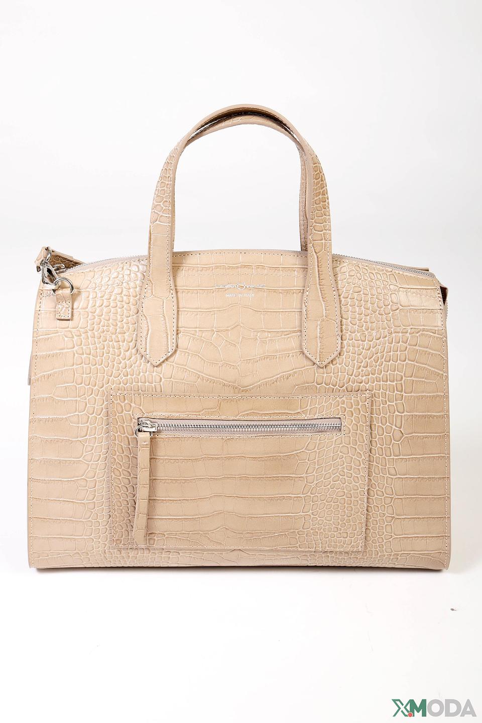Сумка Marina Volpe с текстурой крокодила бежевая