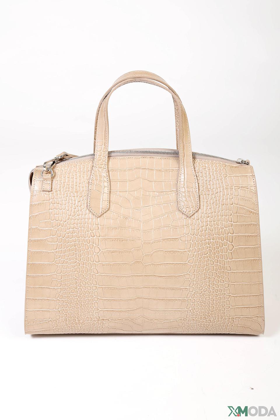 Сумка Marina Volpe с текстурой крокодила бежевая