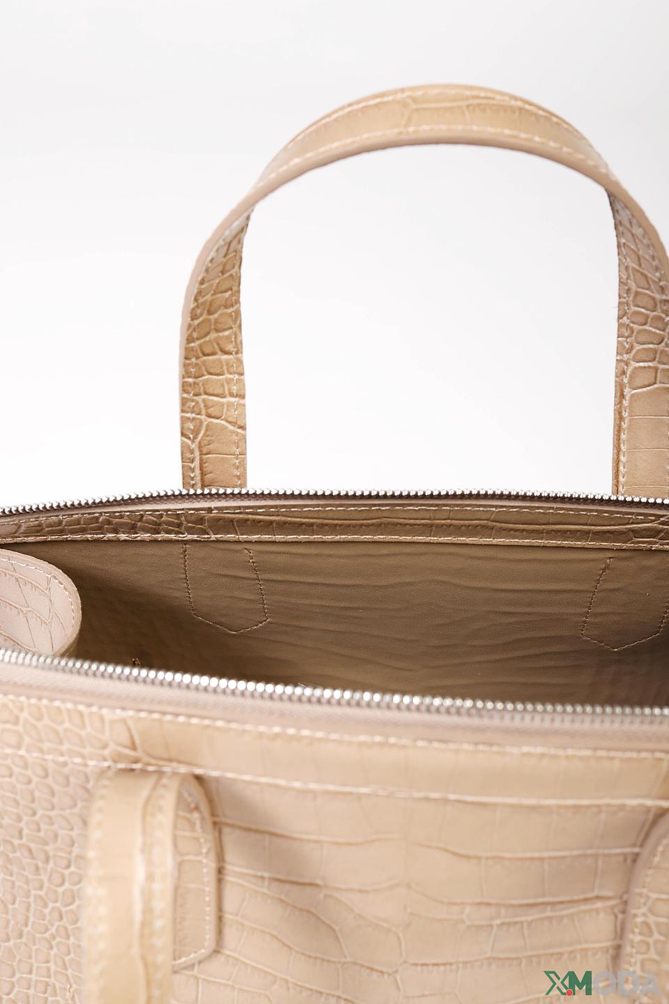 Сумка Marina Volpe с текстурой крокодила бежевая