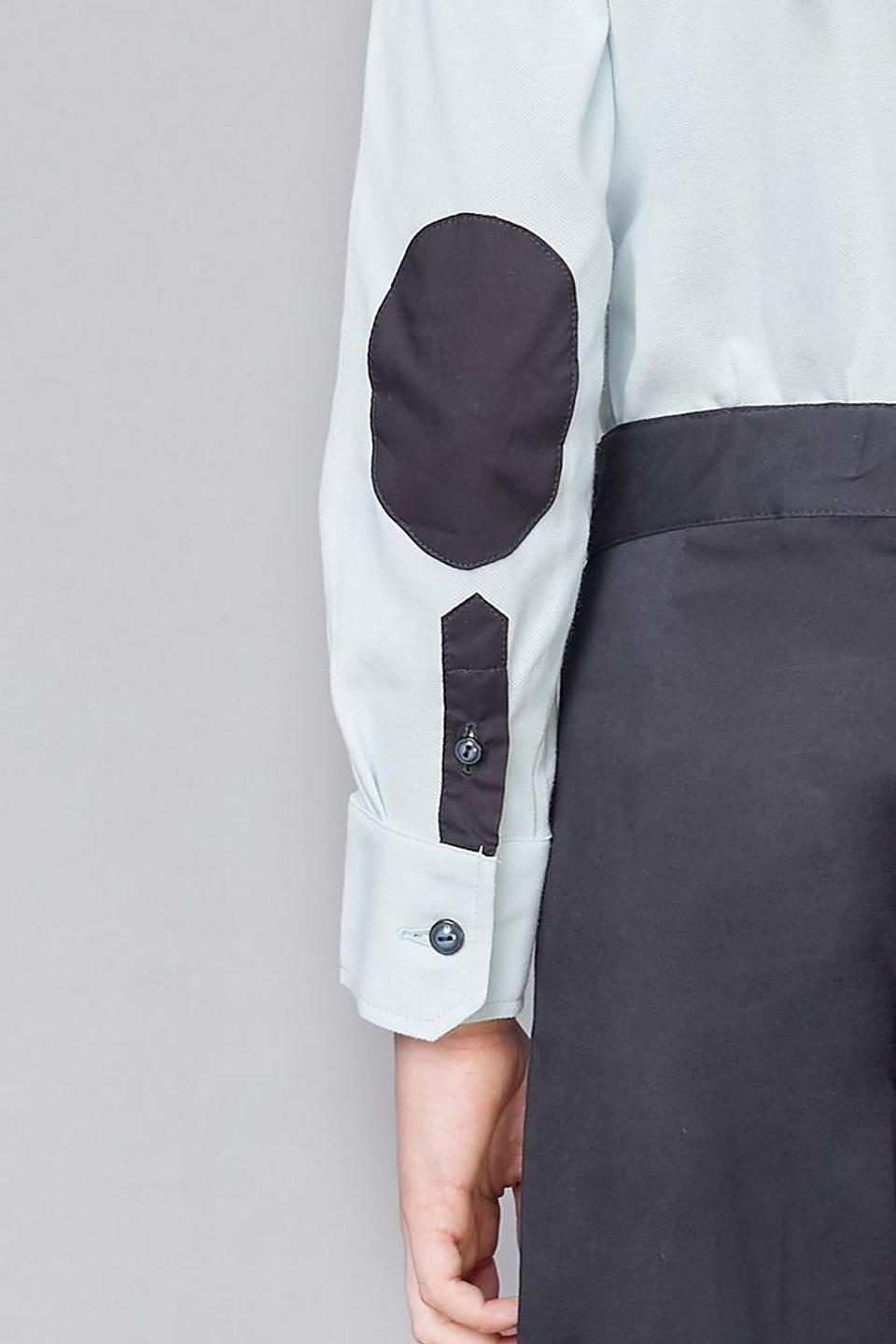 Рубашка Choupette голубая с вышивкой и накладками на локтях