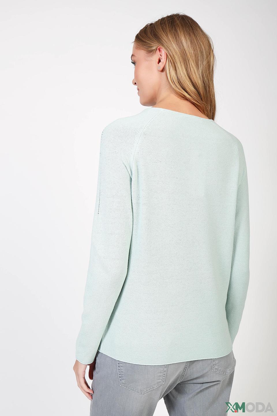 Пуловер Oui мятный с вышивкой