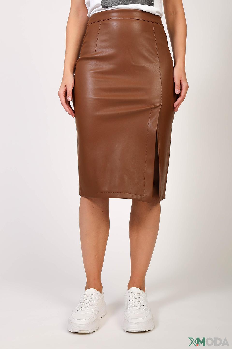 Юбка Kaos кожаная коричневая