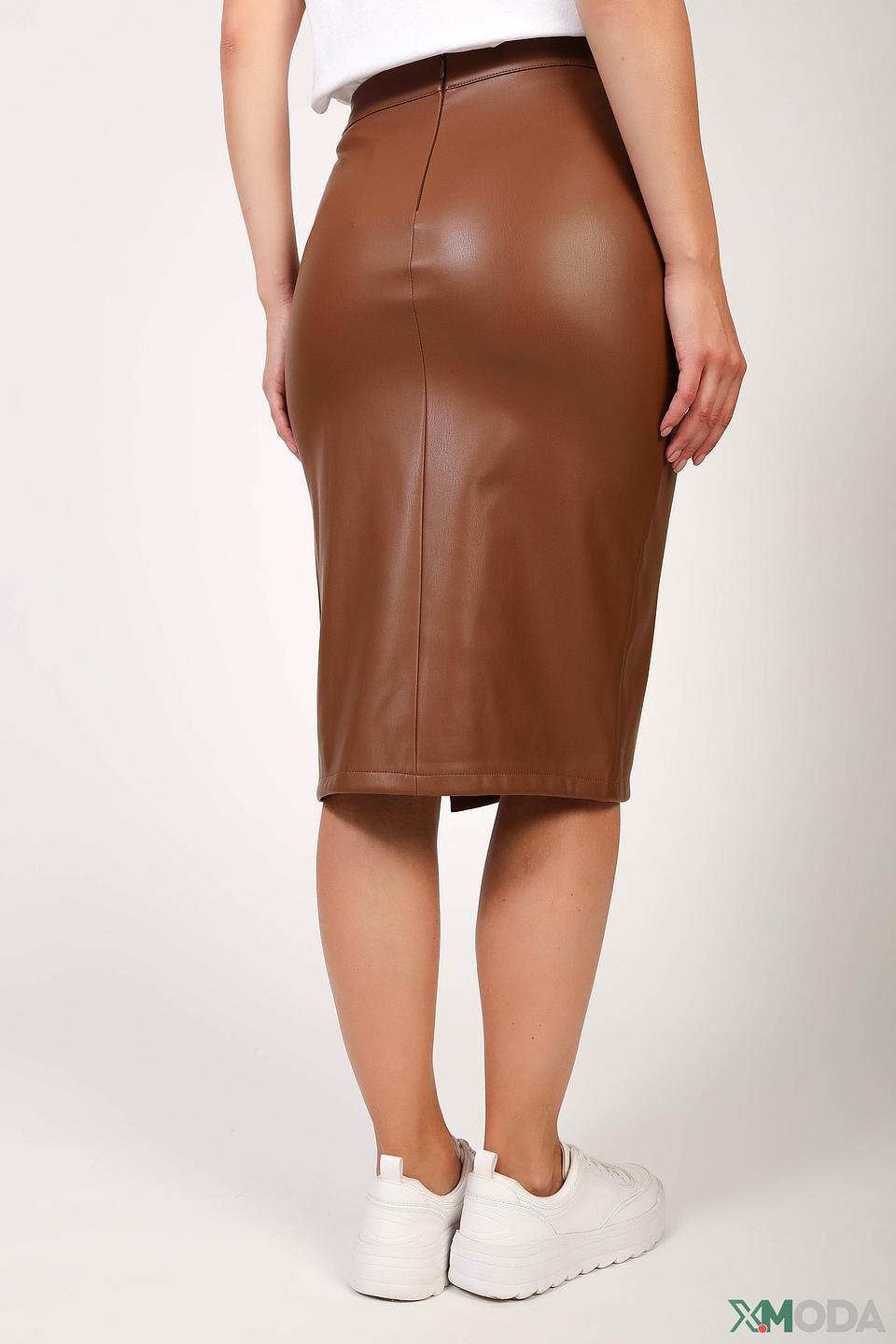 Юбка Kaos кожаная коричневая