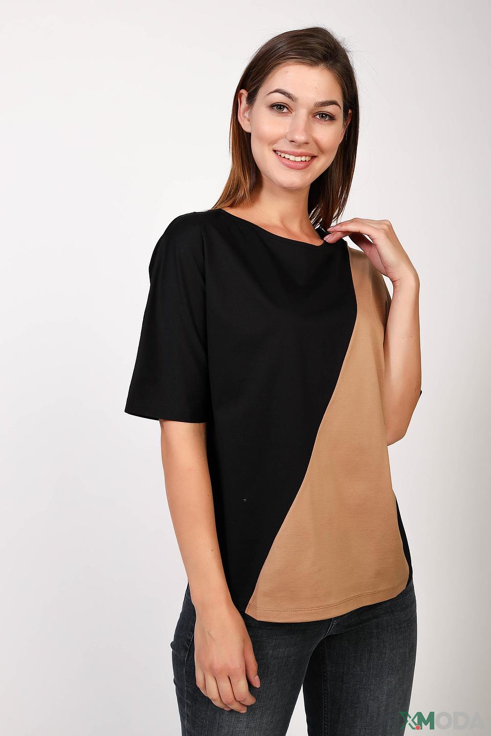 Футболка Gerry Weber колор-блок чёрно-бежевый