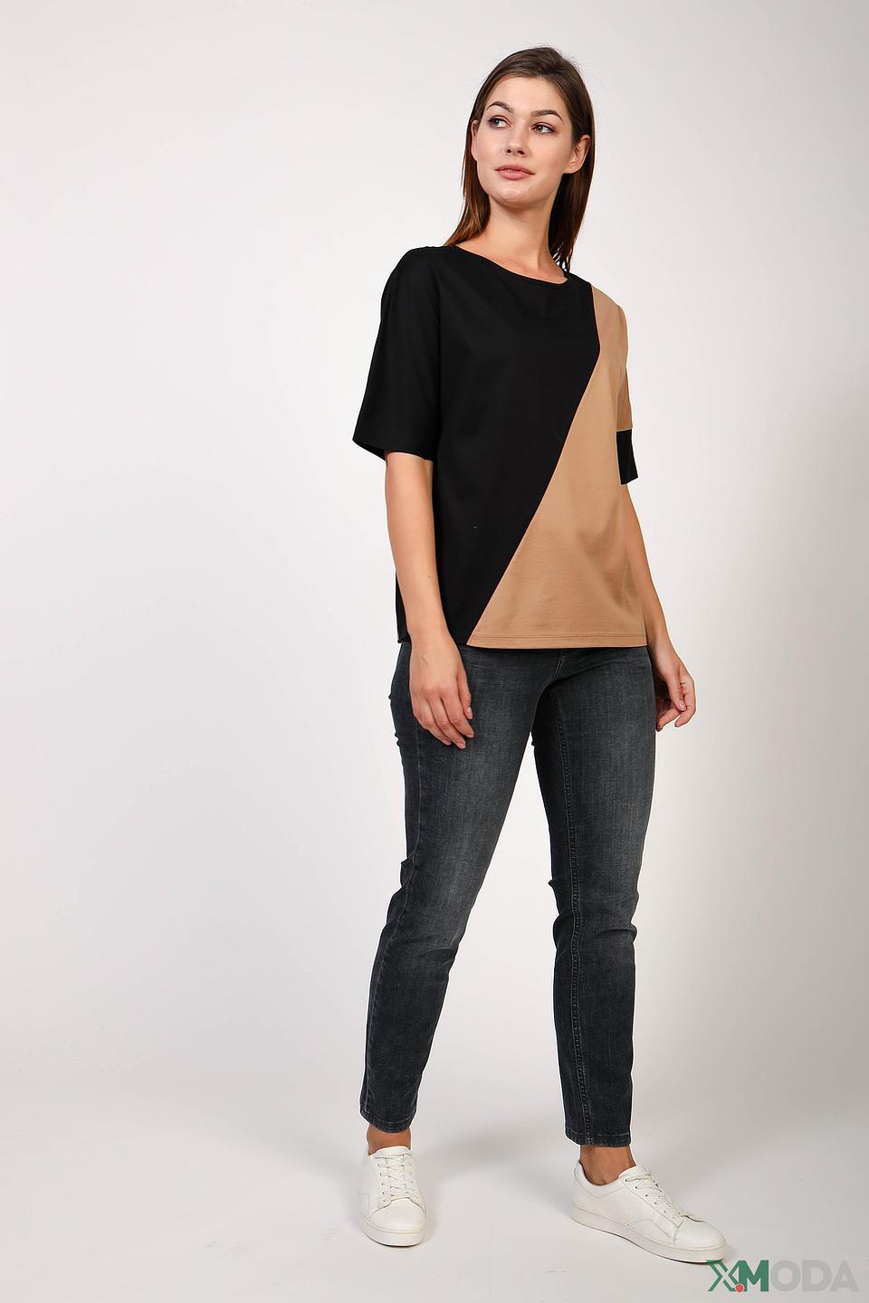 Футболка Gerry Weber колор-блок чёрно-бежевый