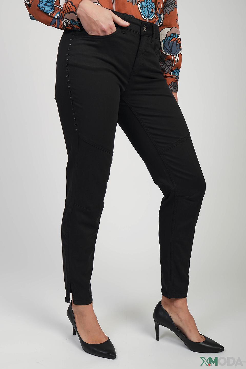 Джинсы Oui с декоративной шлевкой чёрные