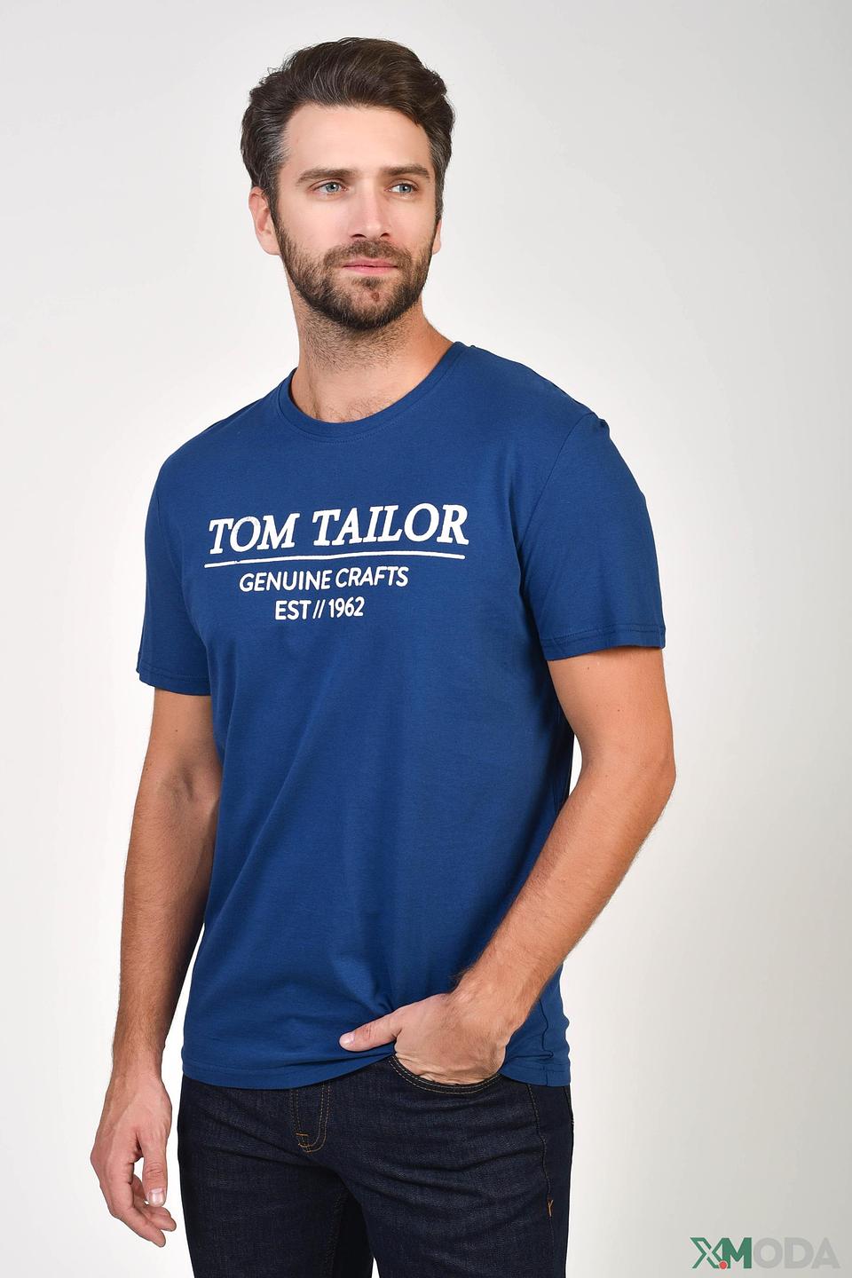 Футболка Tom Tailor синяя с логотипом