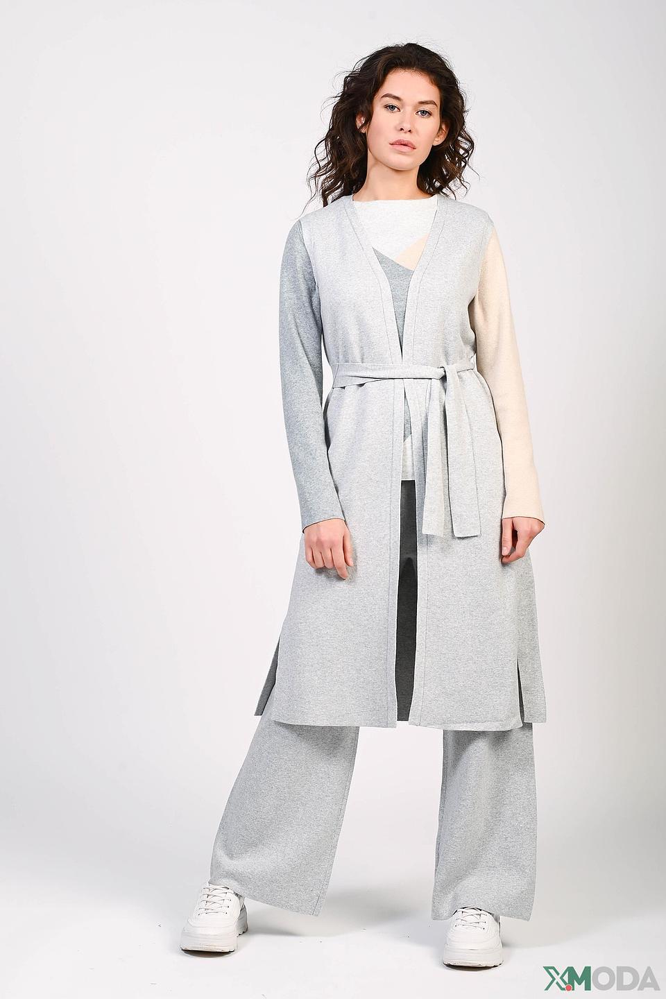 Жилет Oui серый с поясом