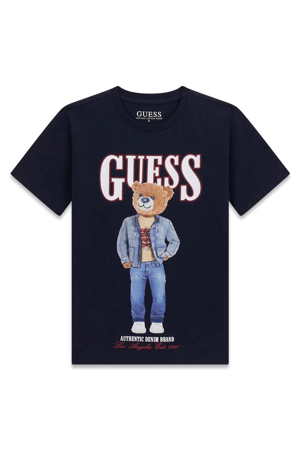 Футболка Guess тёмно-синяя с принтом медведя