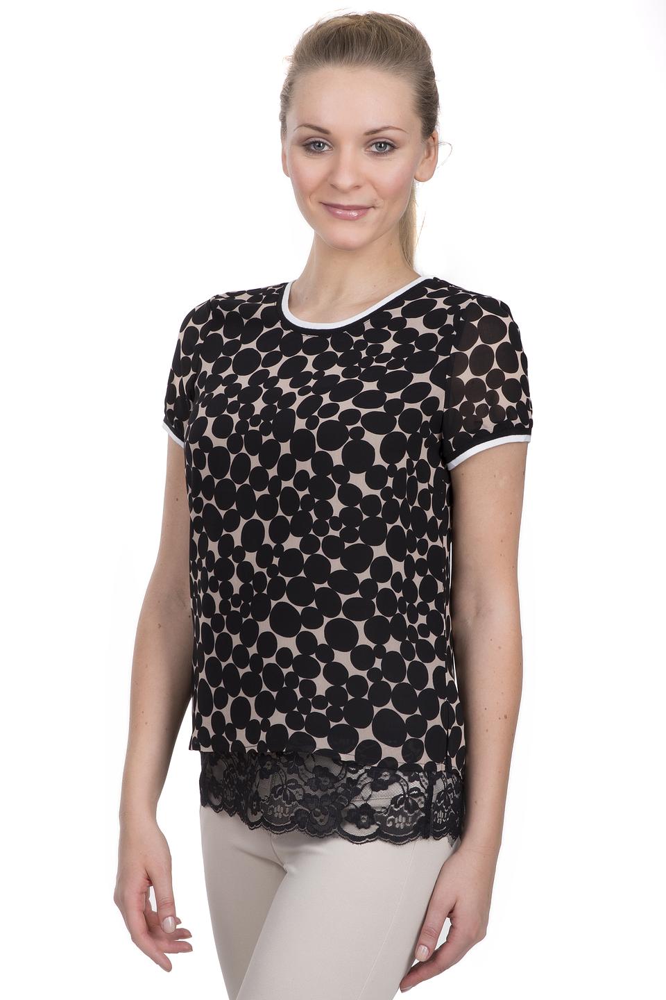 Блуза Passport с кружевом и горохом
