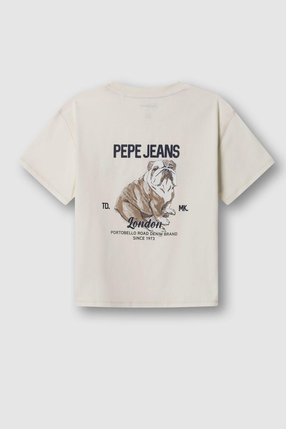 Футболка Pepe Jeans London с принтом бульдога офф-вайт
