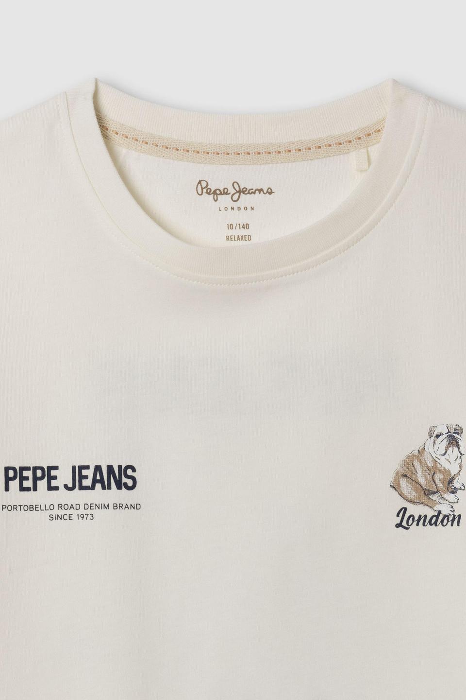 Футболка Pepe Jeans London с принтом бульдога офф-вайт