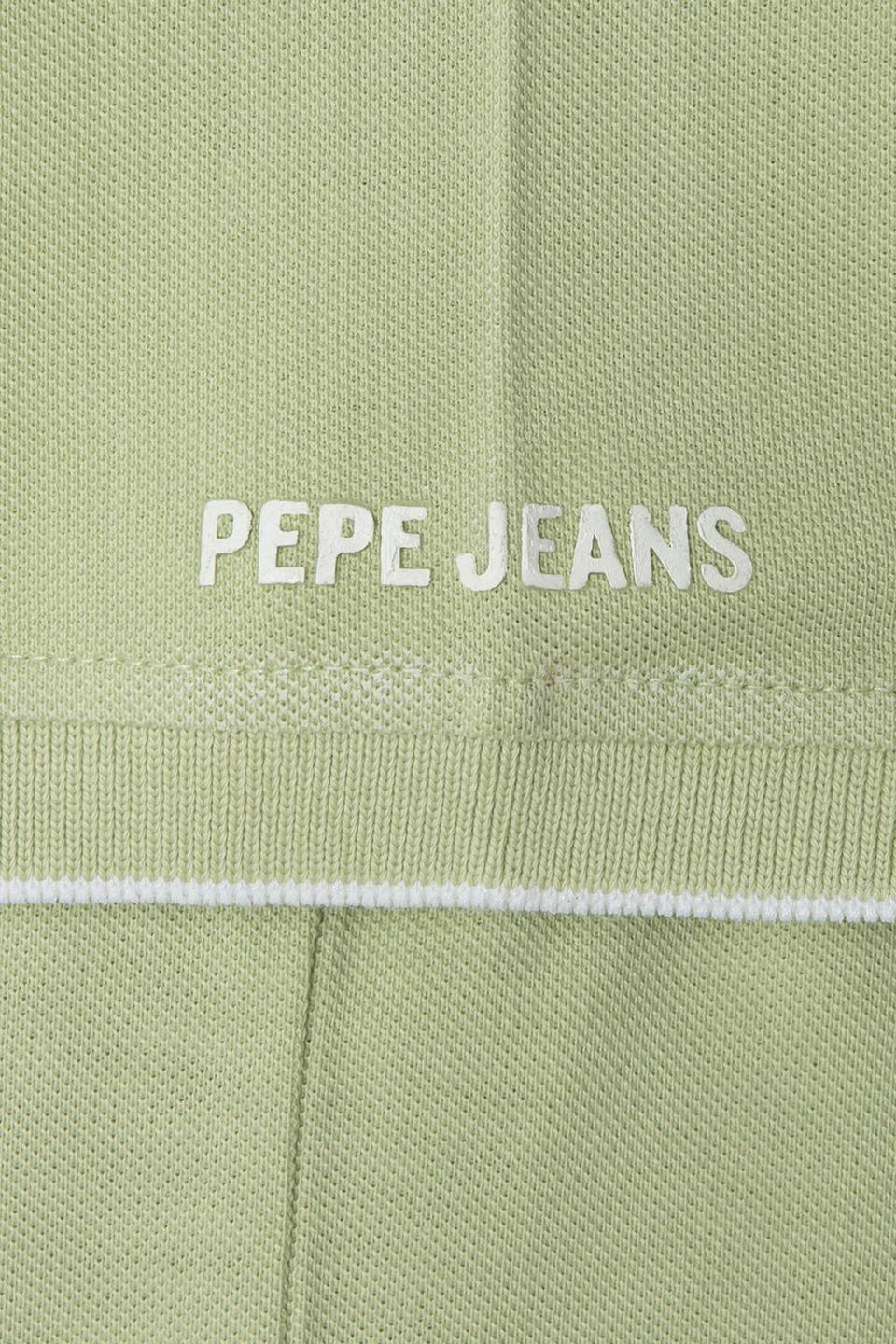 Светло-зелёное поло Pepe Jeans London с белой отделкой
