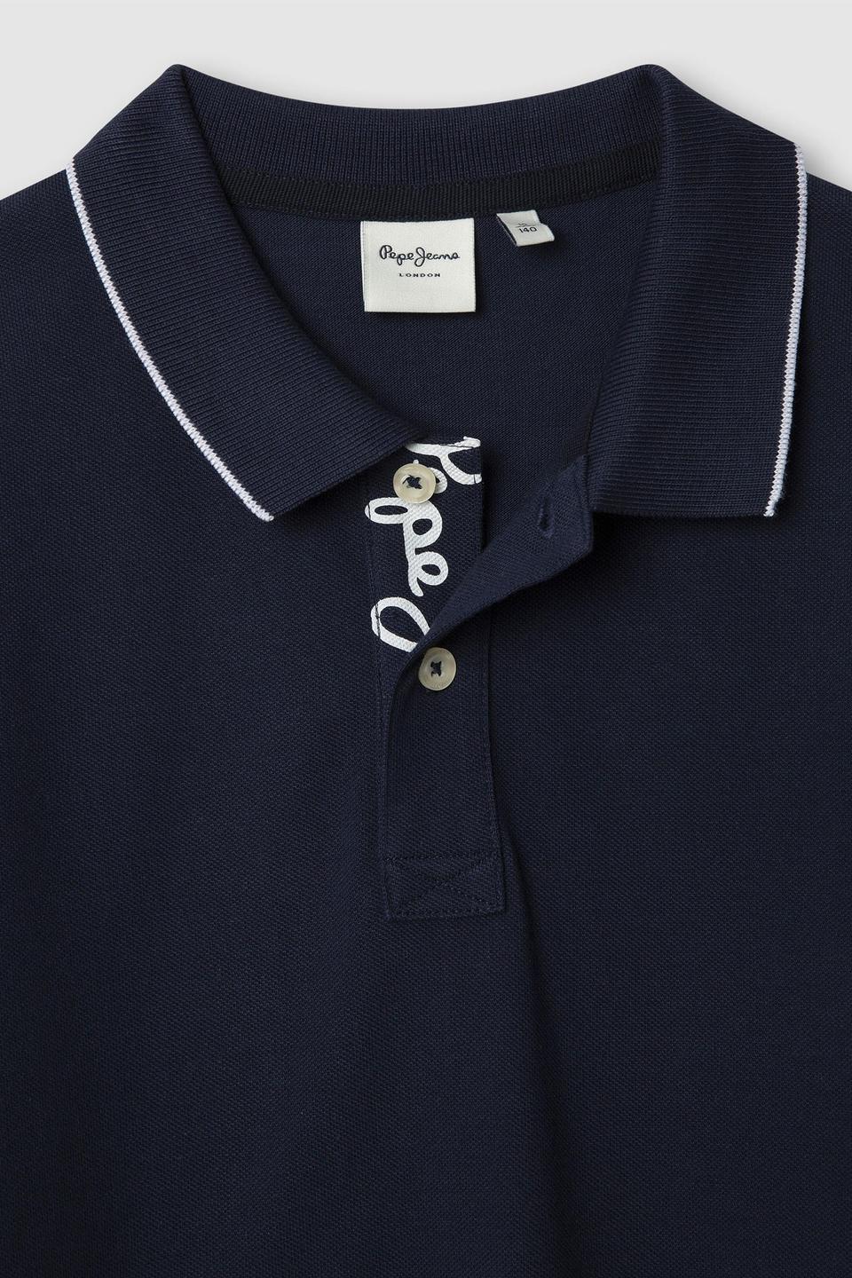 Тёмно-синее поло Pepe Jeans London с белым декором