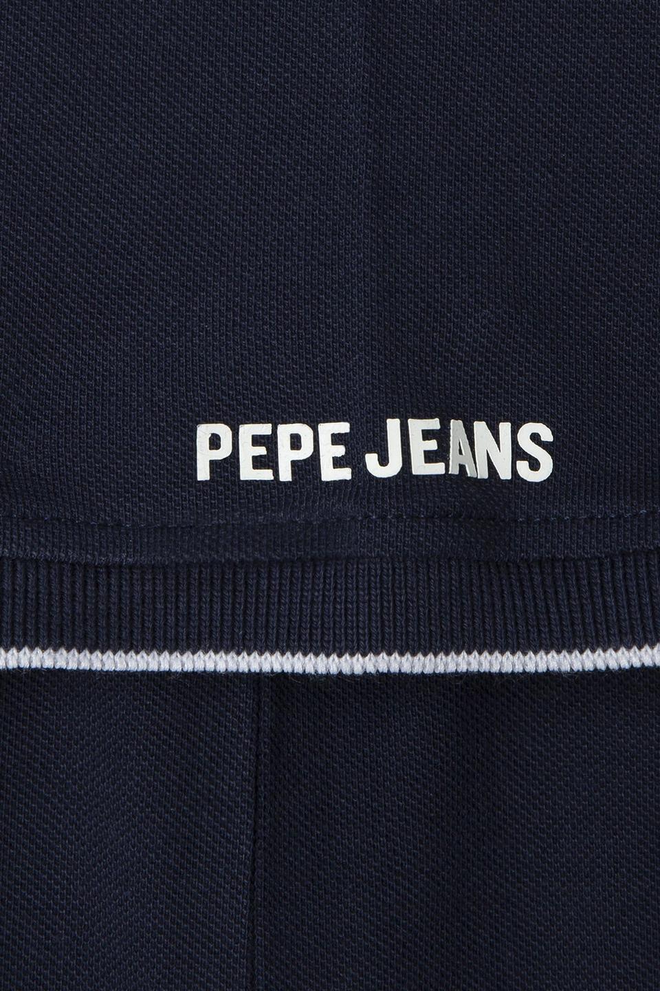 Тёмно-синее поло Pepe Jeans London с белым декором