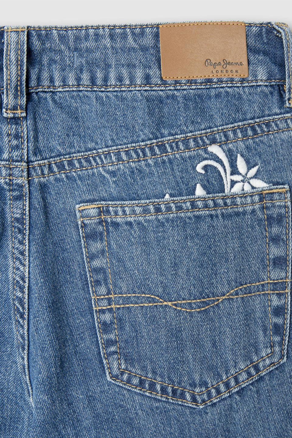 Голубые джинсы с вышивкой Pepe Jeans London