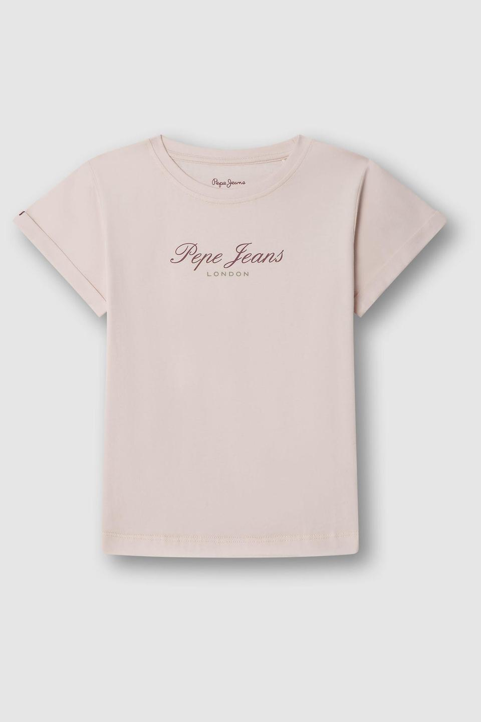 Футболка Pepe Jeans London пудрово-розового цвета с принтом