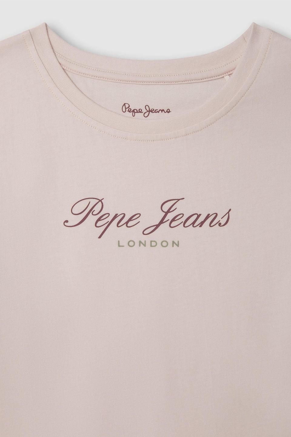 Футболка Pepe Jeans London пудрово-розового цвета с принтом