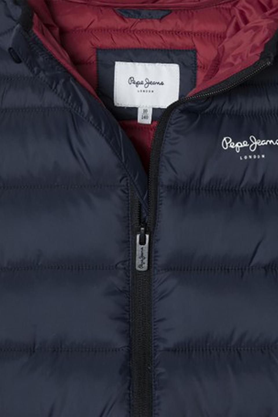 Тёмно-синяя стёганая куртка с капюшоном Pepe Jeans London