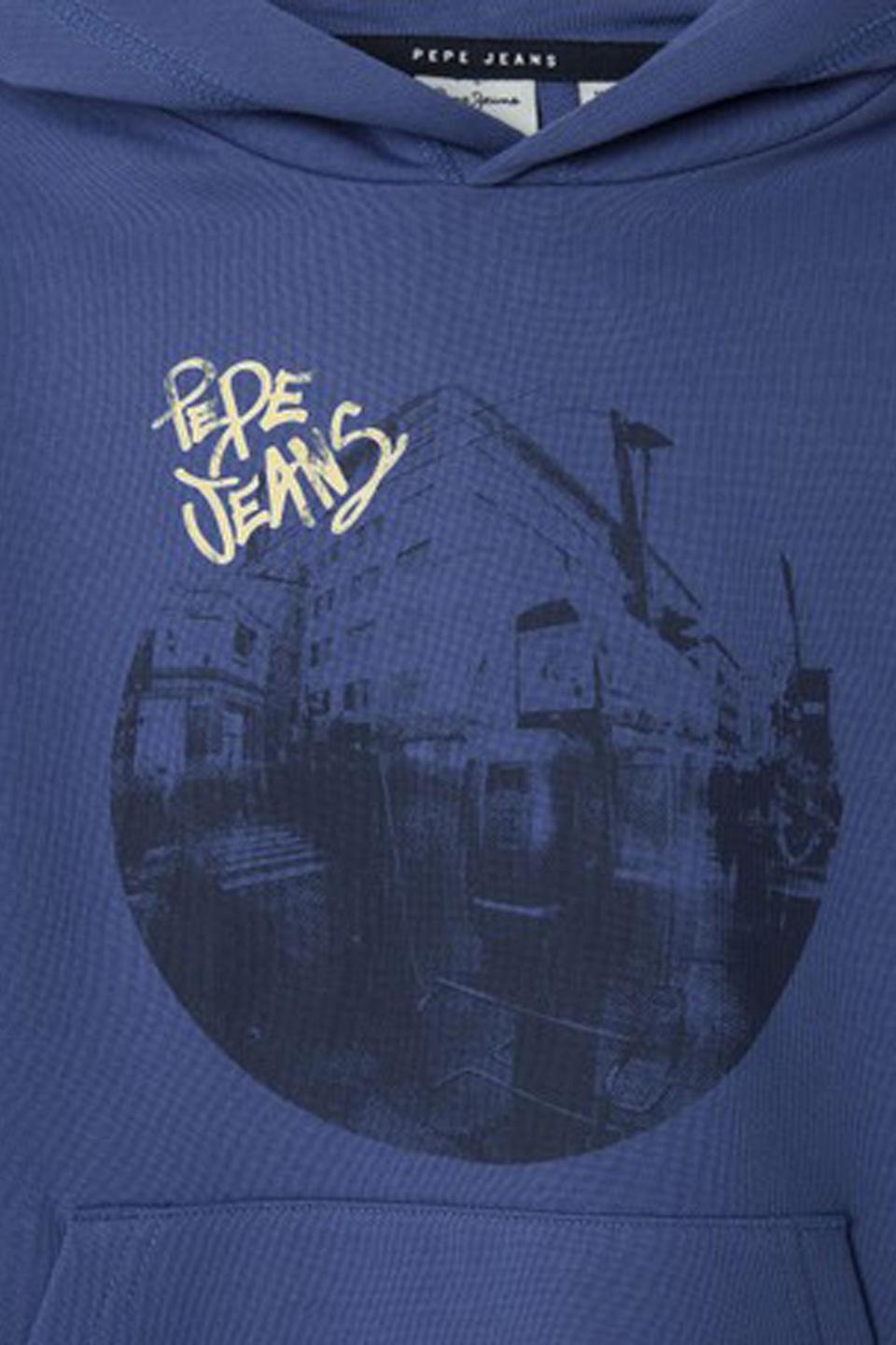 Синее худи с принтом Pepe Jeans London
