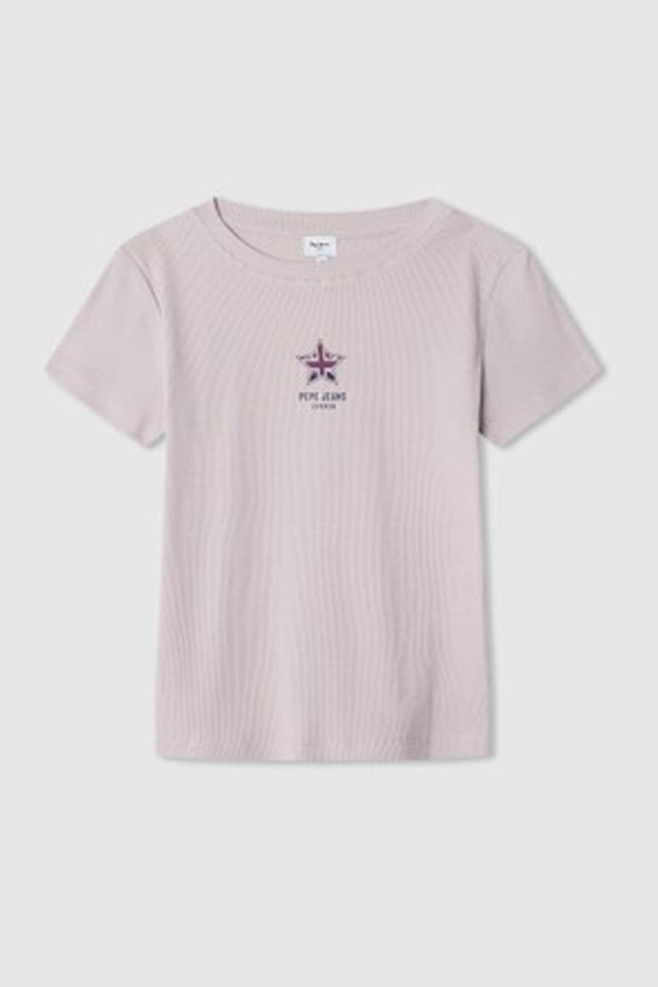Светло-лиловая футболка в рубчик Pepe Jeans London
