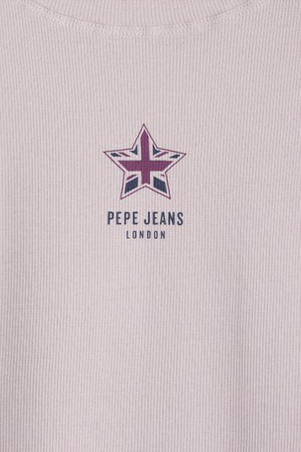 Светло-лиловая футболка в рубчик Pepe Jeans London