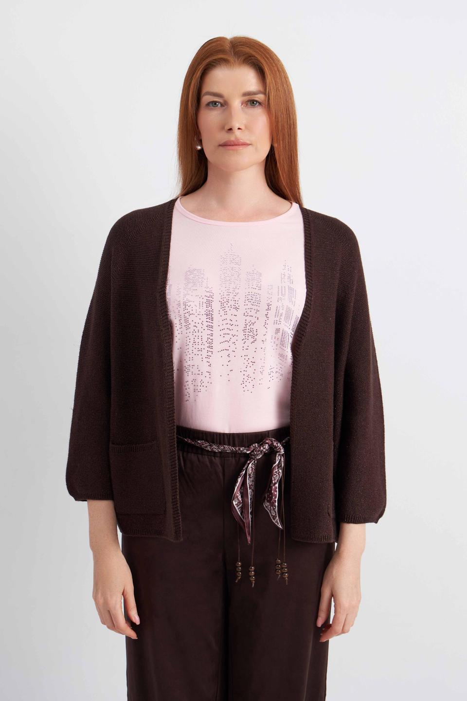 Шоколадный трикотажный жакет Rabe collection