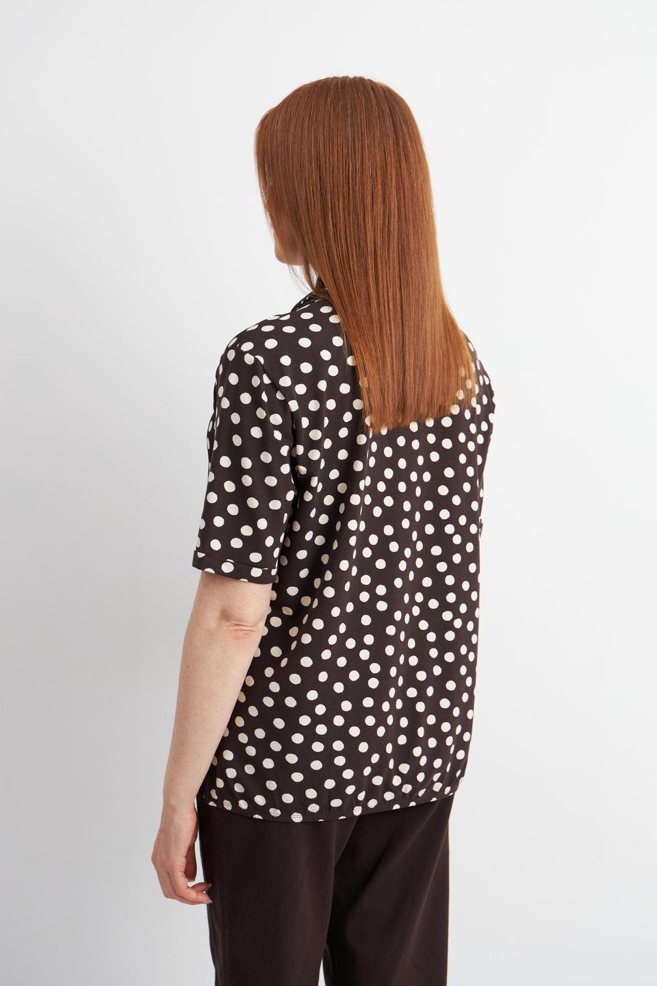 Коричневая футболка в горох с бантом Rabe collection