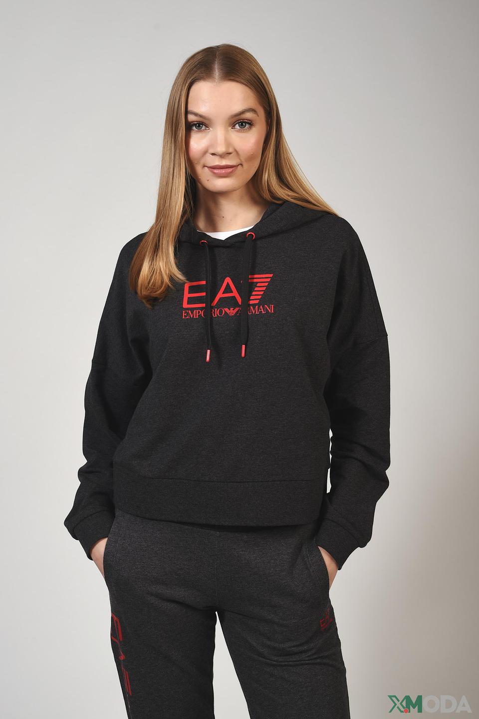 Толстовка EA7 женская с логотипом чёрная