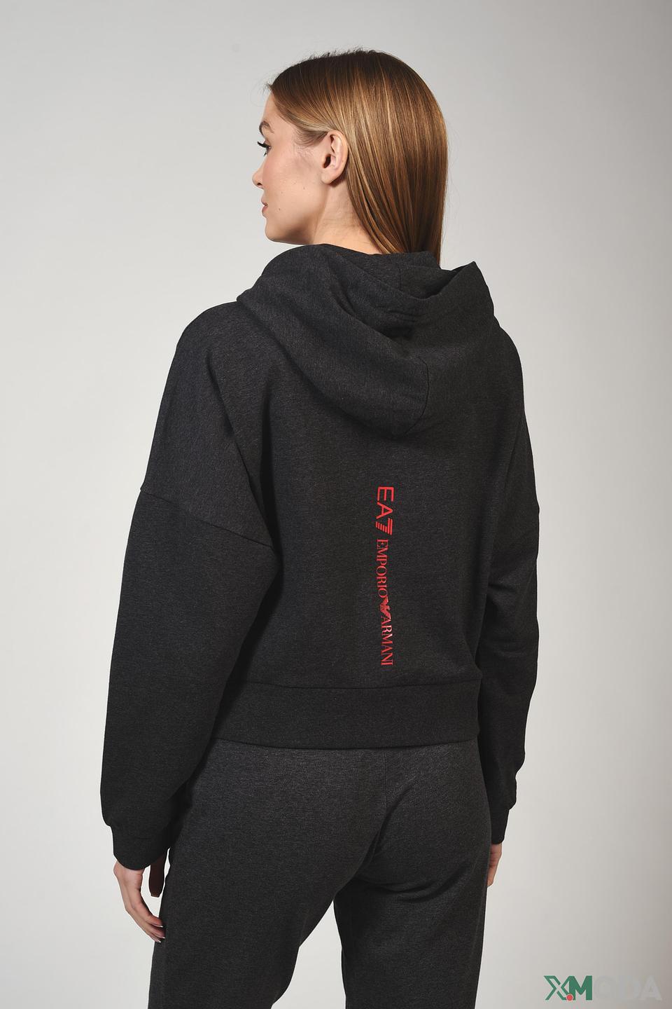 Толстовка EA7 женская с логотипом чёрная