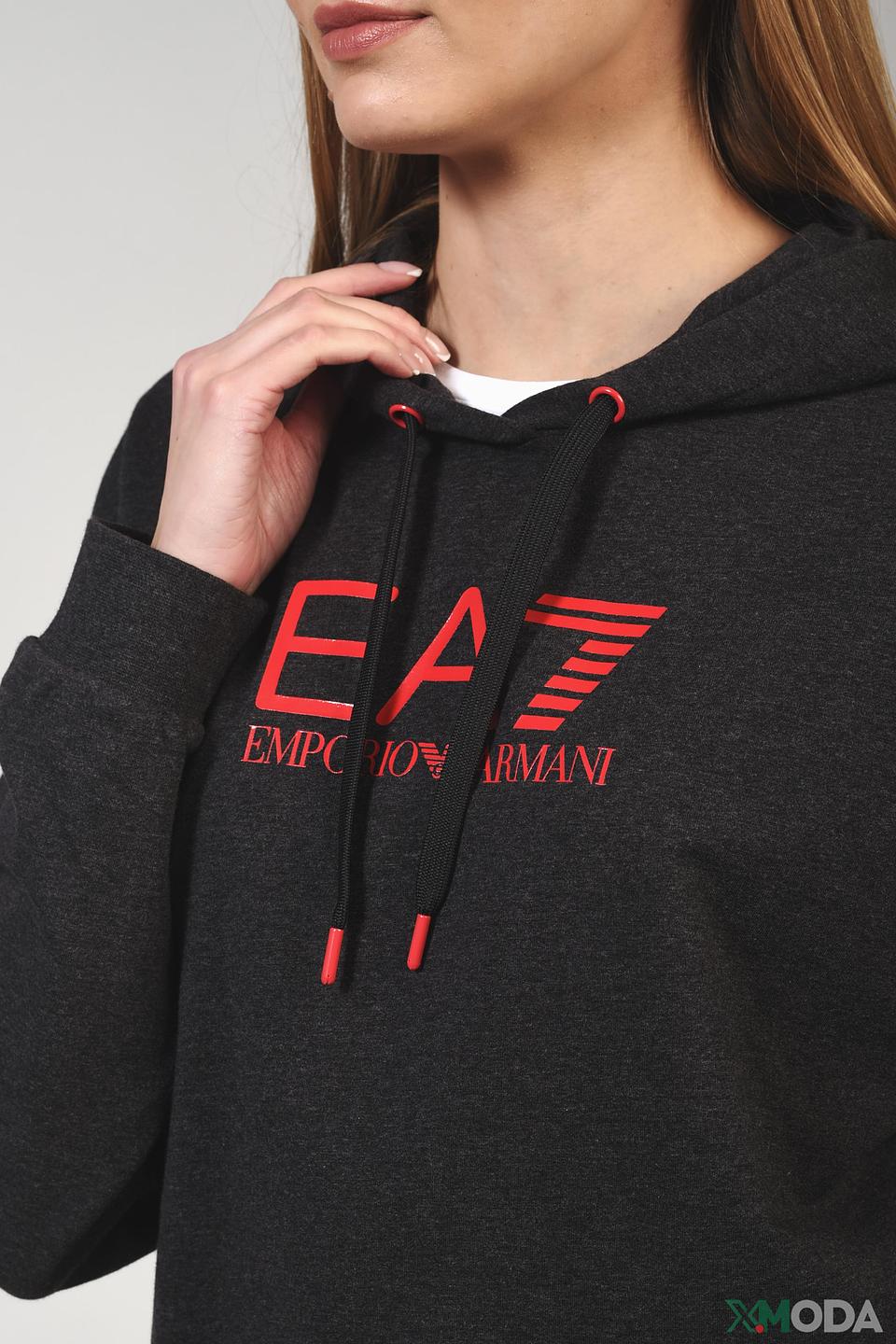 Толстовка EA7 женская с логотипом чёрная