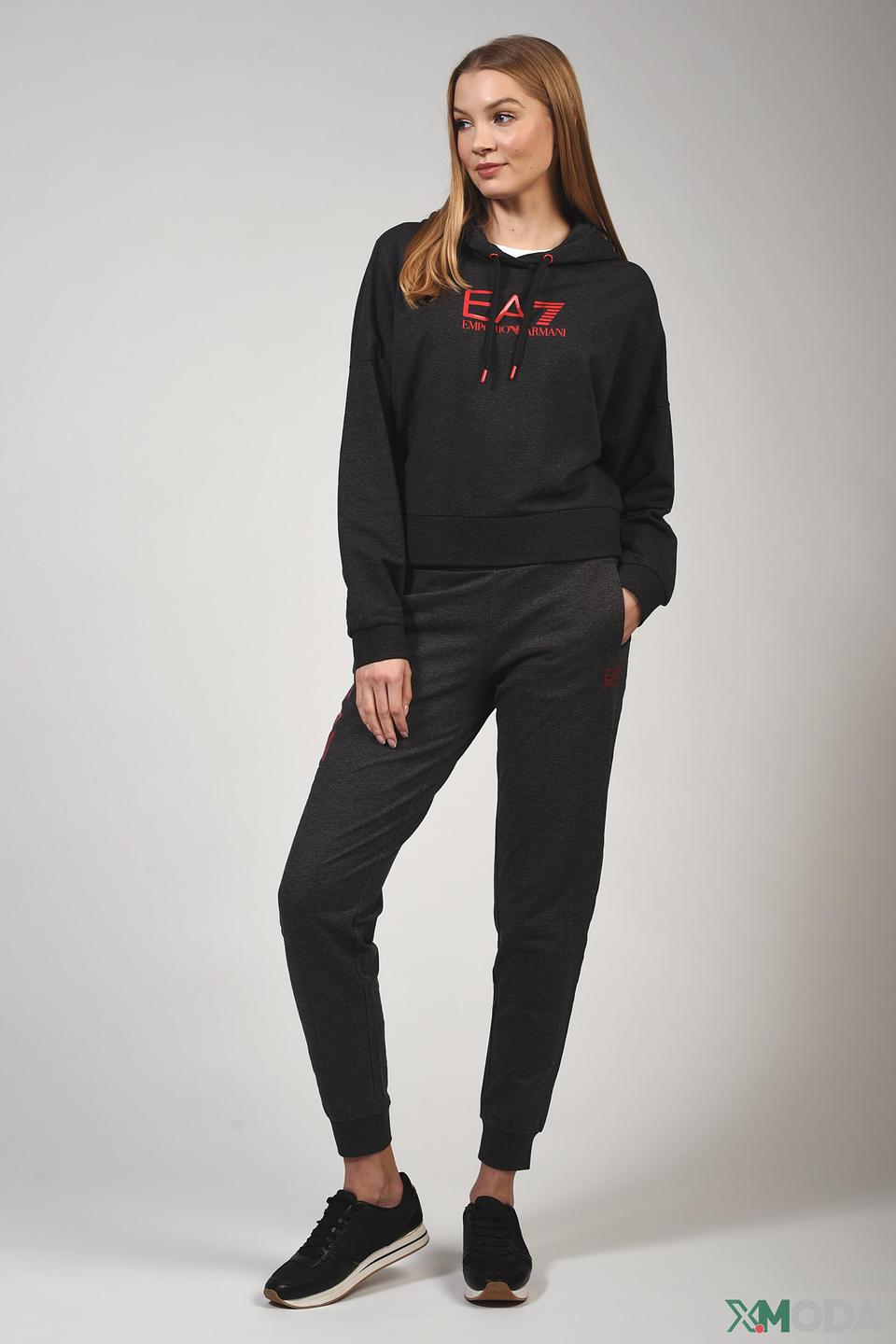 Толстовка EA7 женская с логотипом чёрная