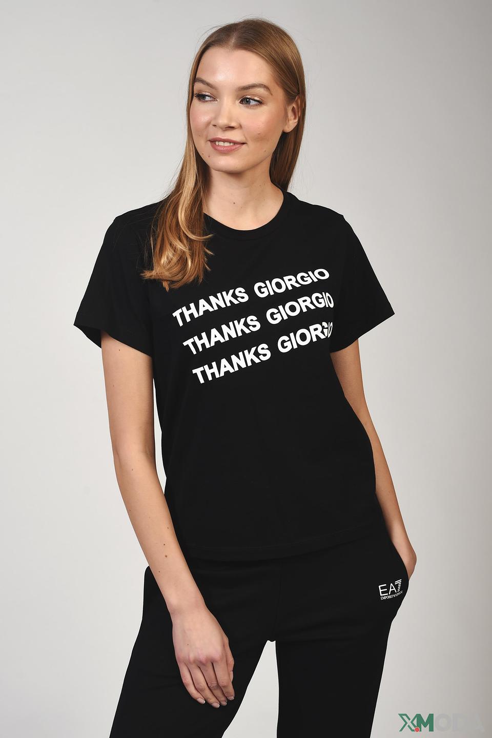 Футболка Emporio Armani чёрная Thanks Giorgio
