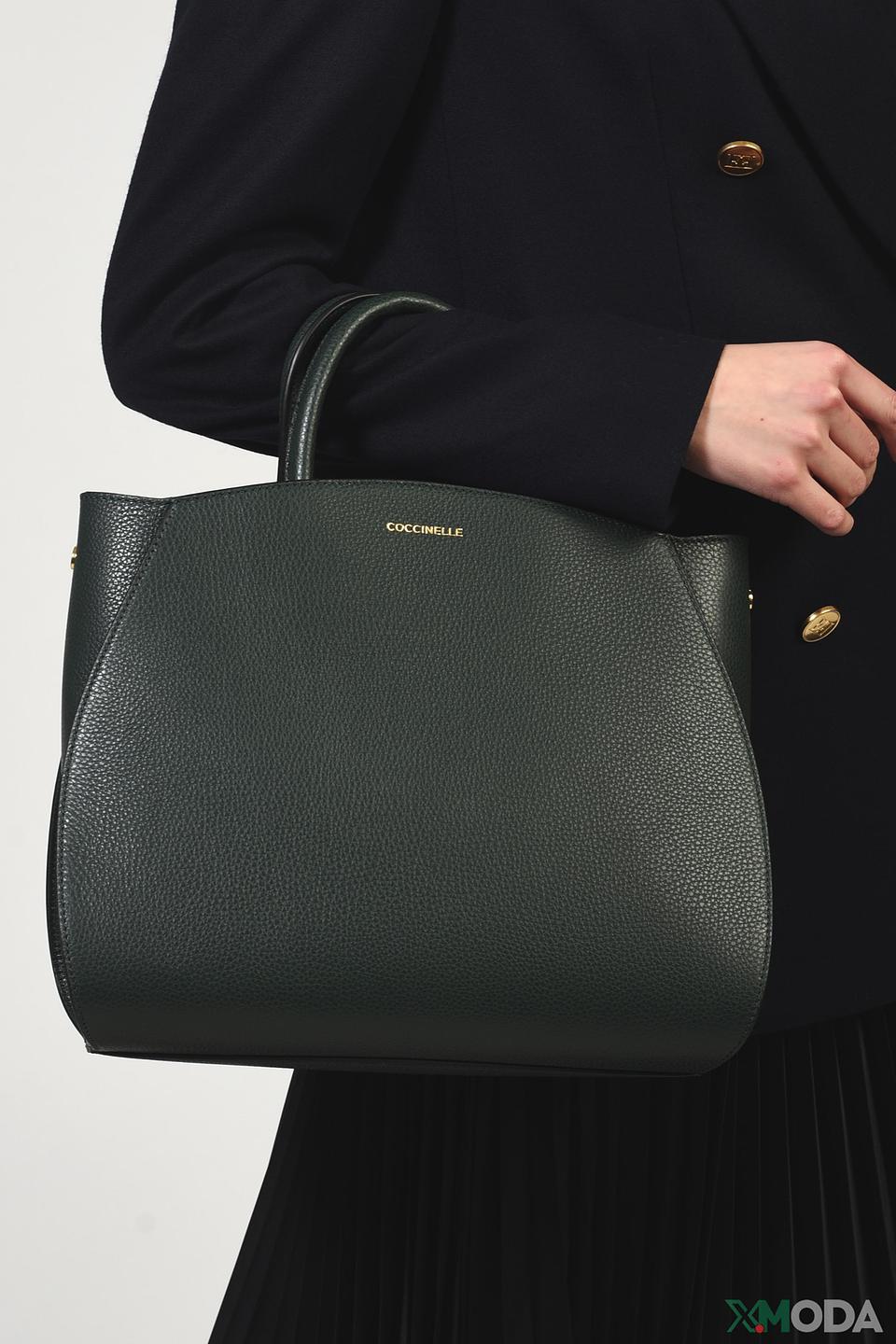Сумка Coccinelle кожаная тёмно-зелёная