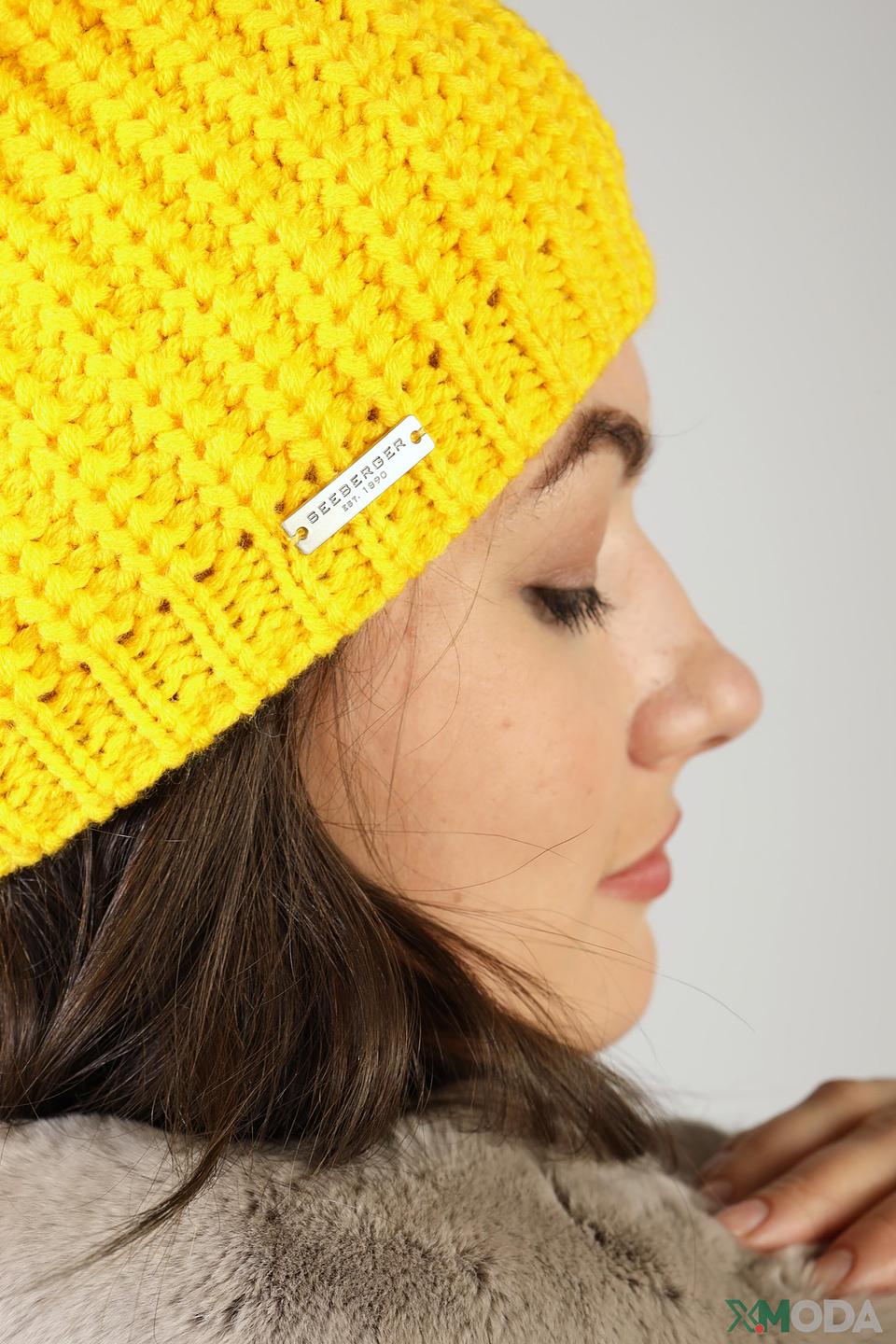 Шапка Seeberger вязаная жёлтая