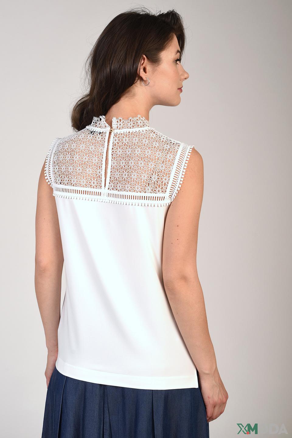 Блуза Just Valeri с кружевом белая