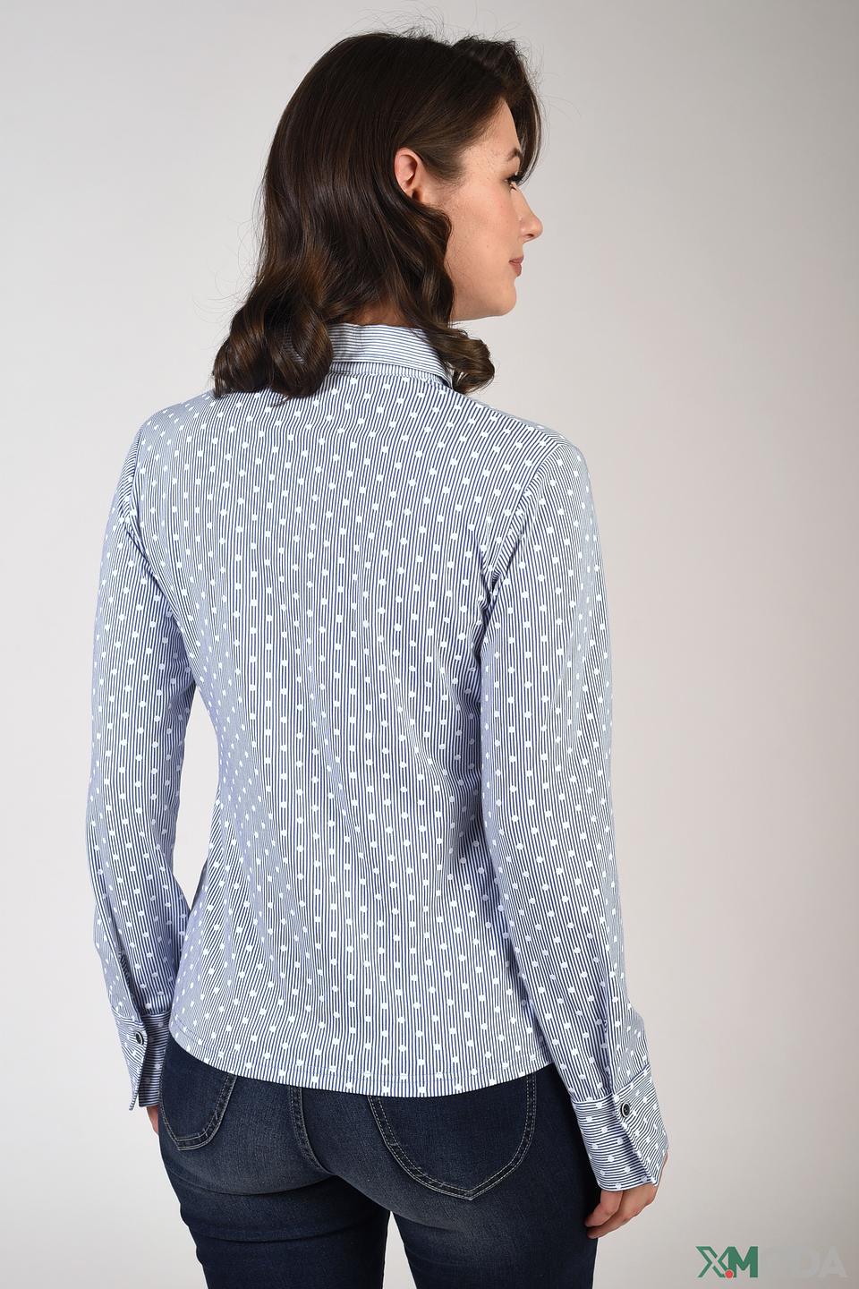 Рубашка Pezzo в полоску и горошек голубой