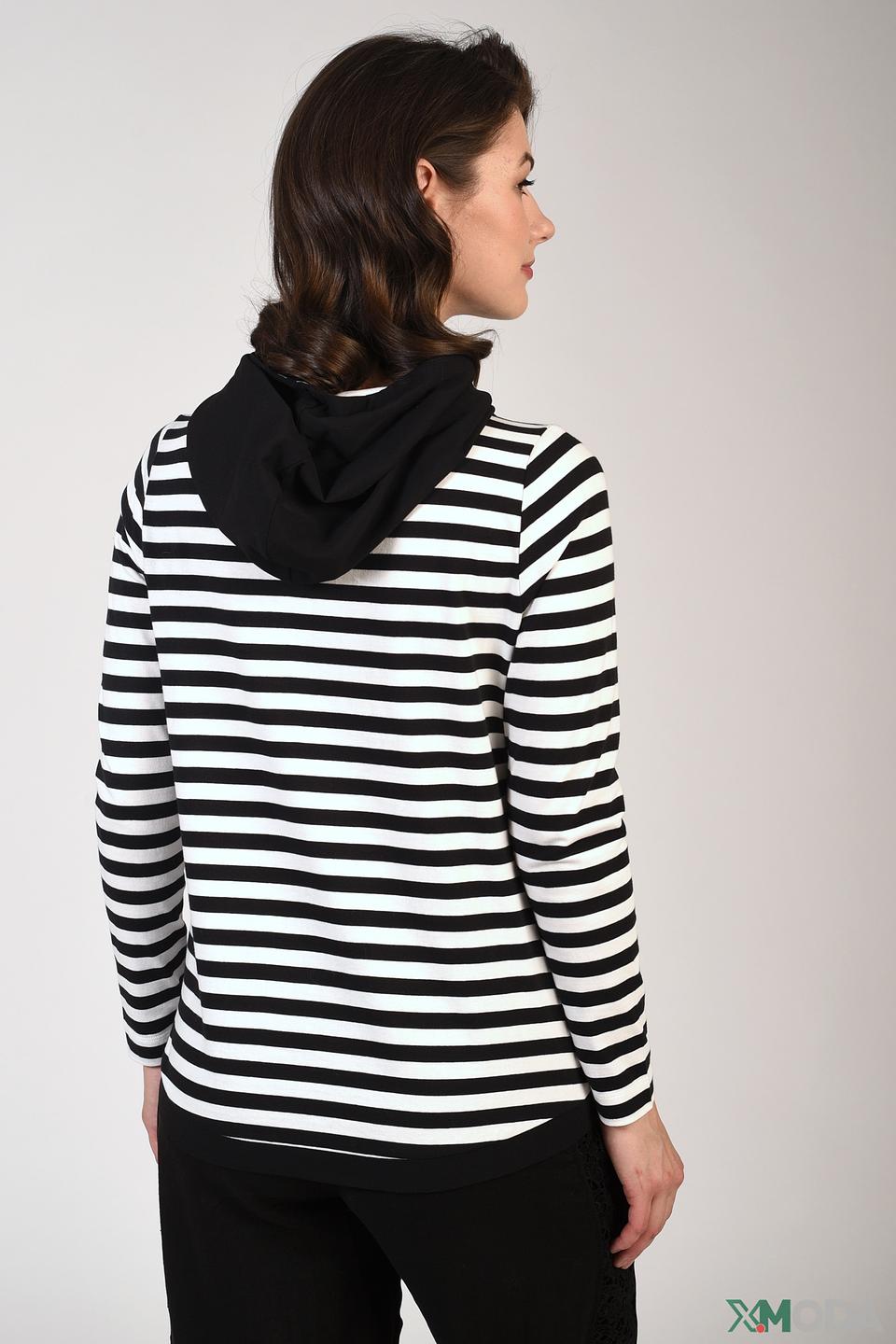 Пуловер Pezzo в полоску с капюшоном