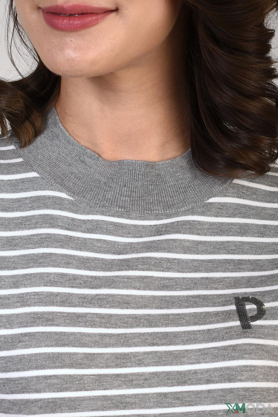 Пуловер Pezzo в полоску серый