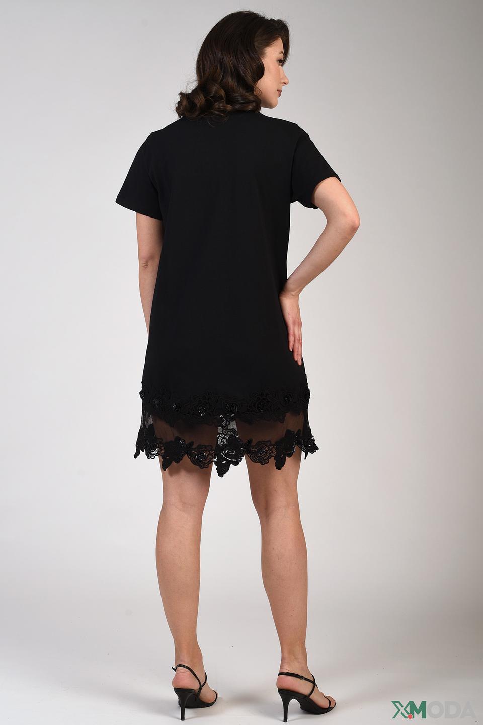 Платье Just Valeri с кружевом черное