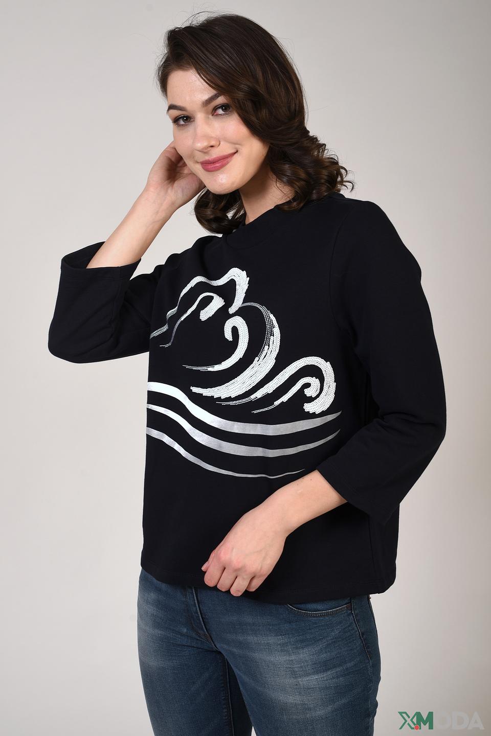 Пуловер Just Valeri с волнами чёрный