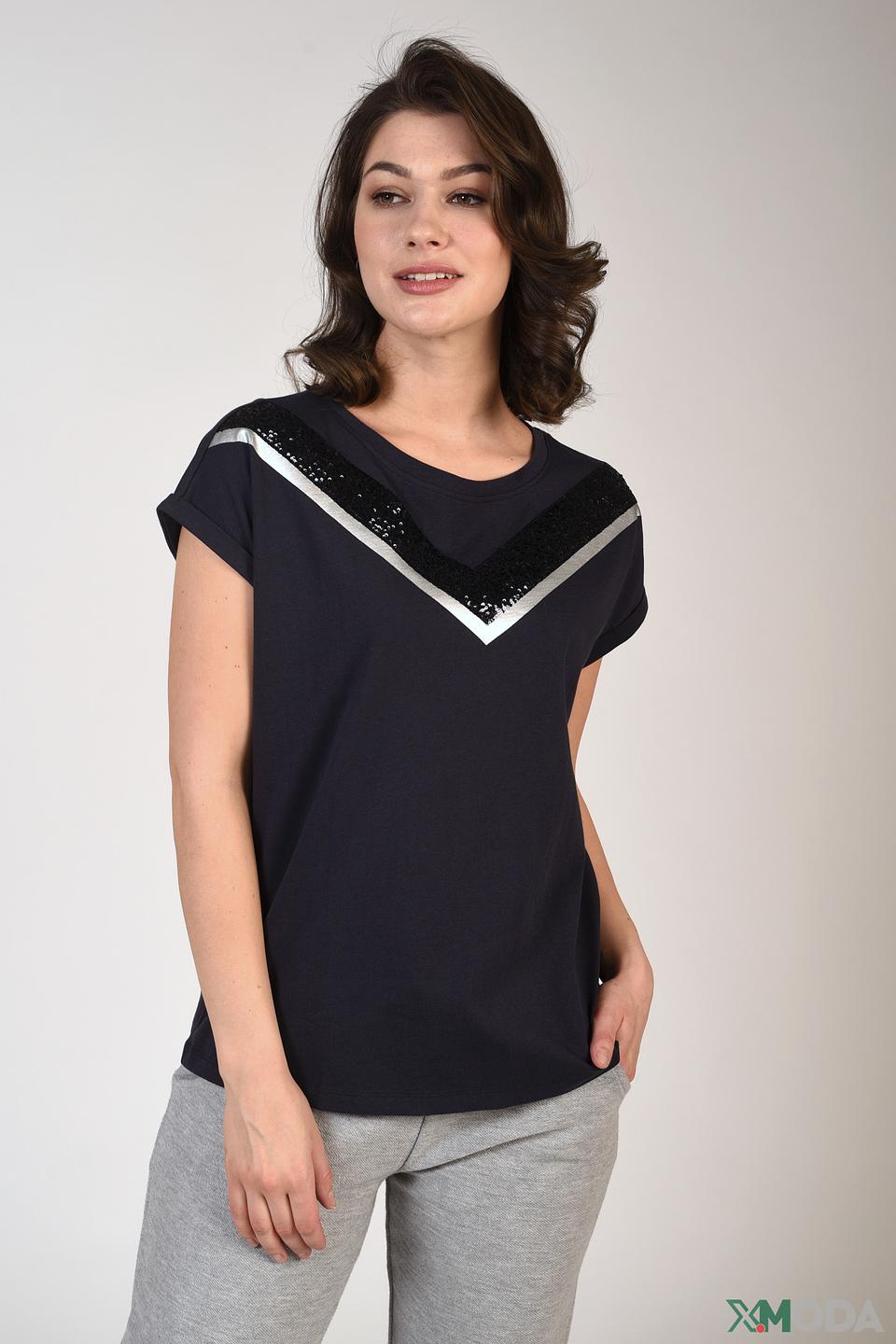 Футболка Pezzo с пайетками чёрная