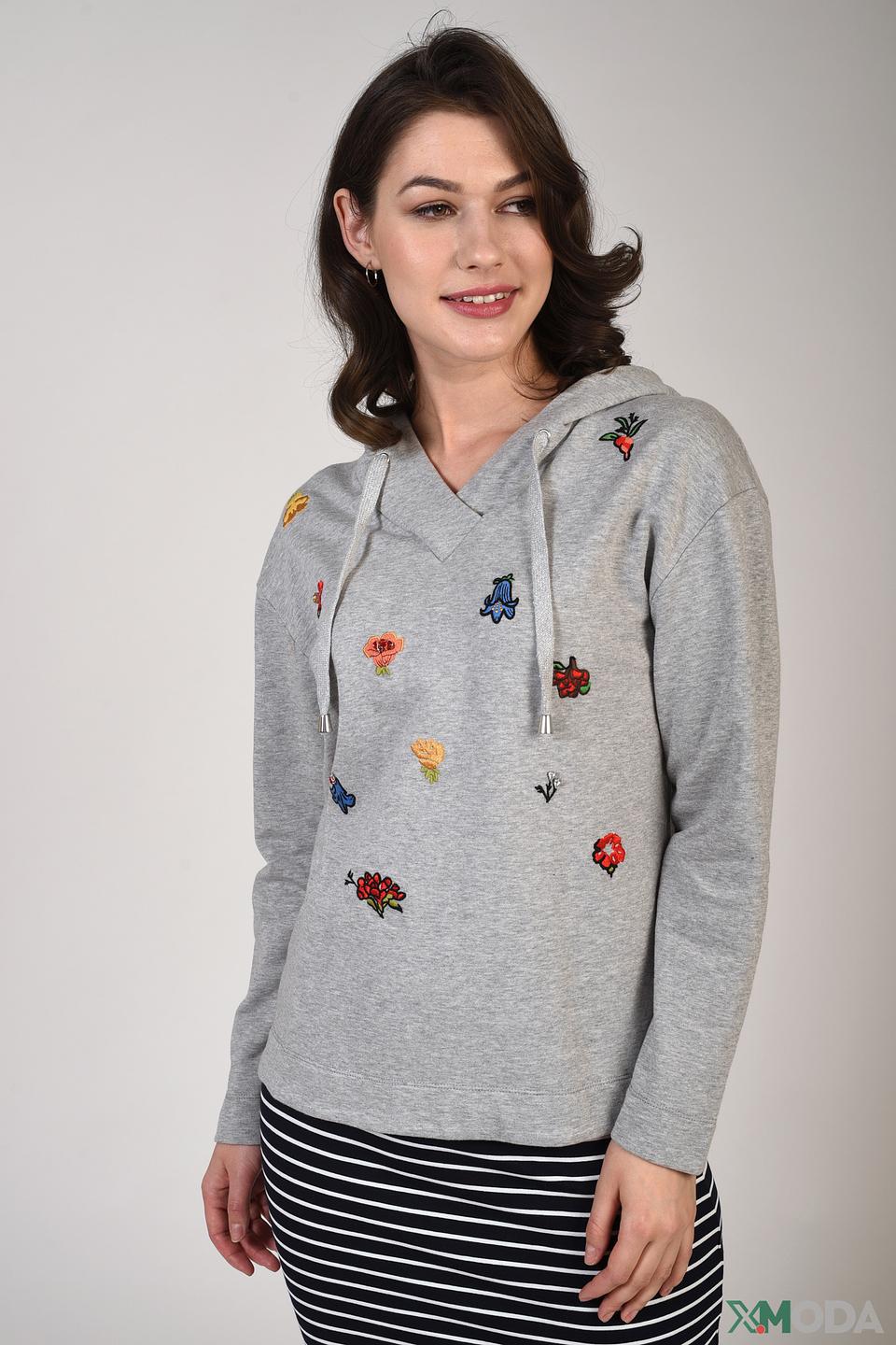 Пуловер Pezzo с вышивкой серый