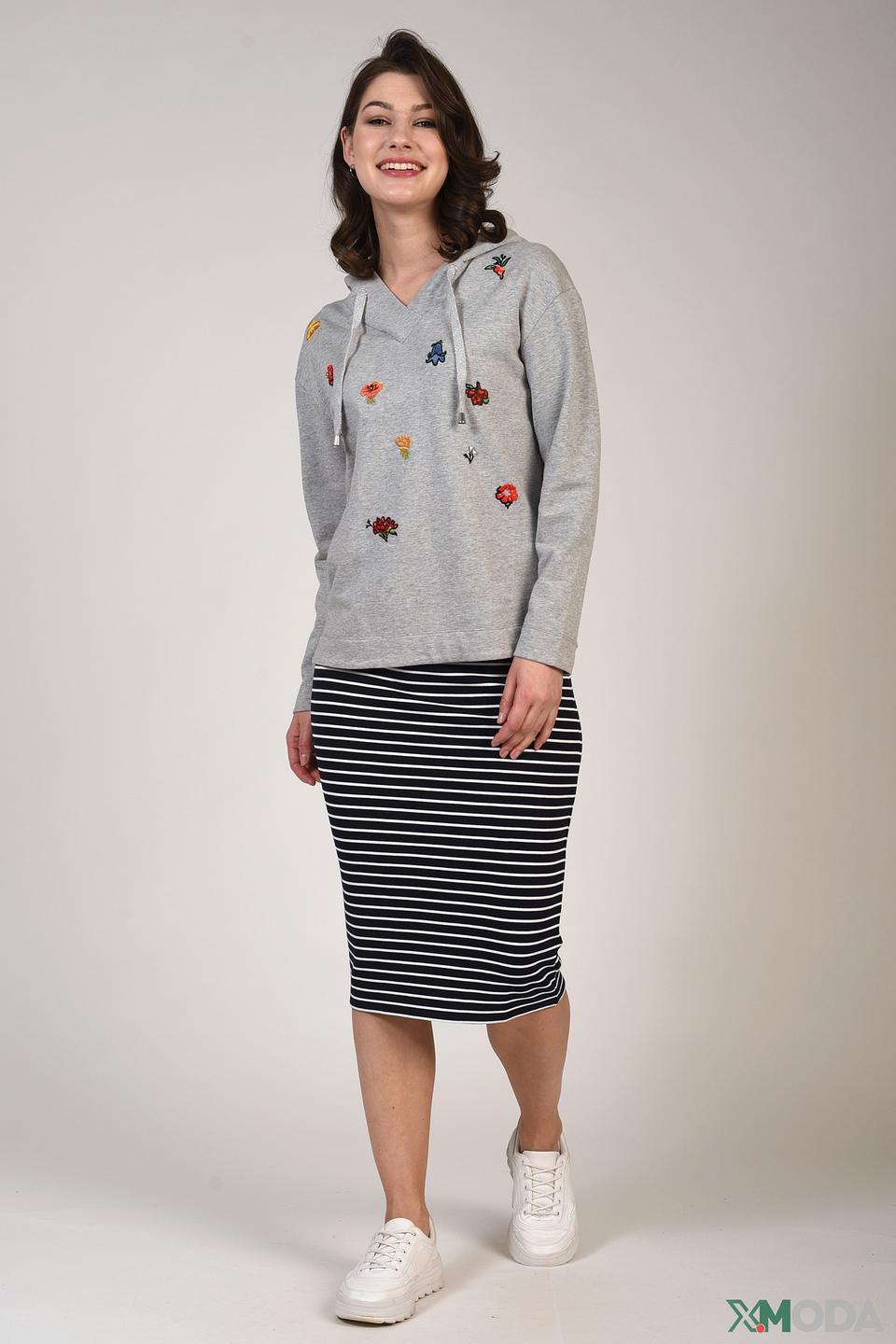 Пуловер Pezzo с вышивкой серый