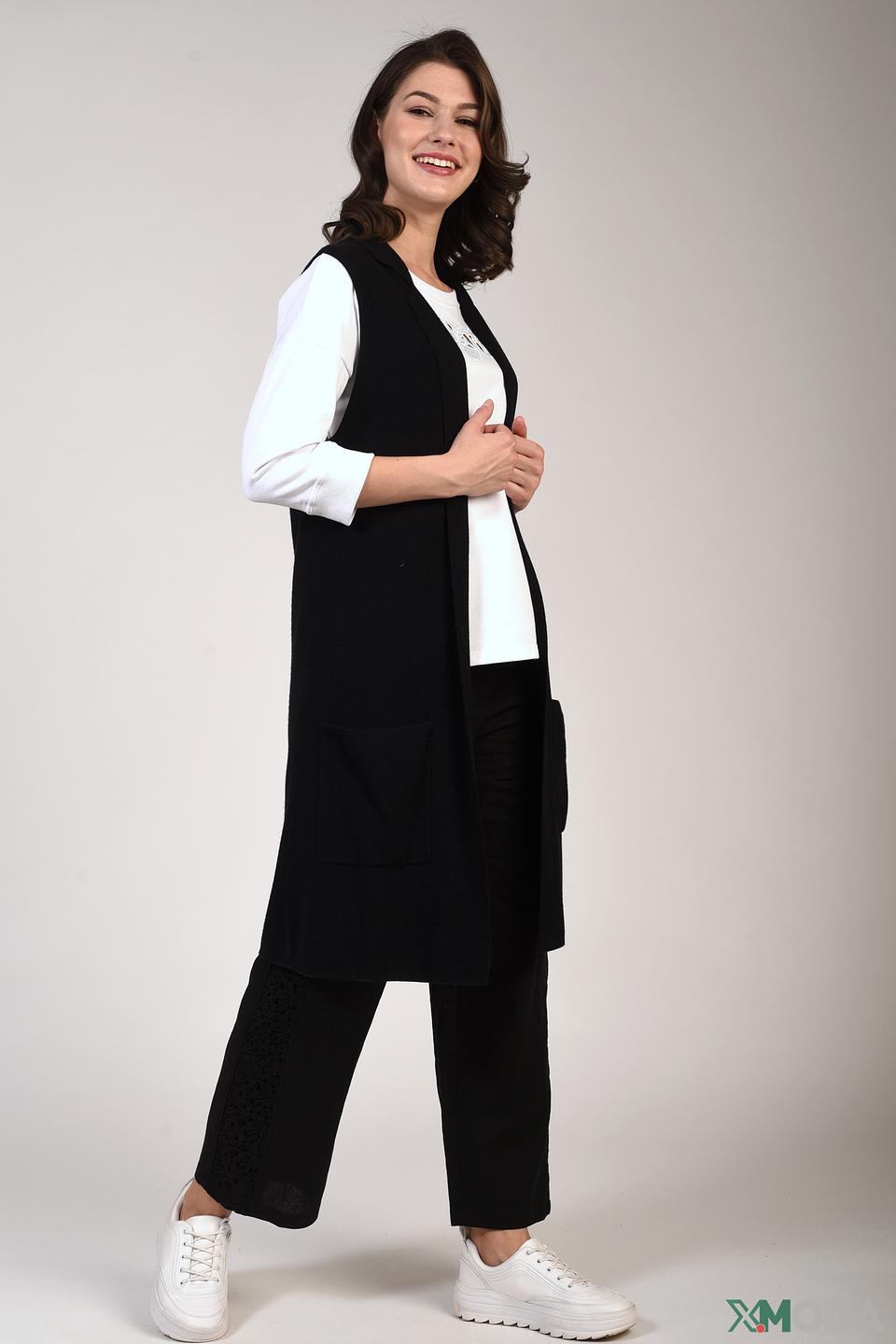 Жилет Pezzo чёрный удлинённый