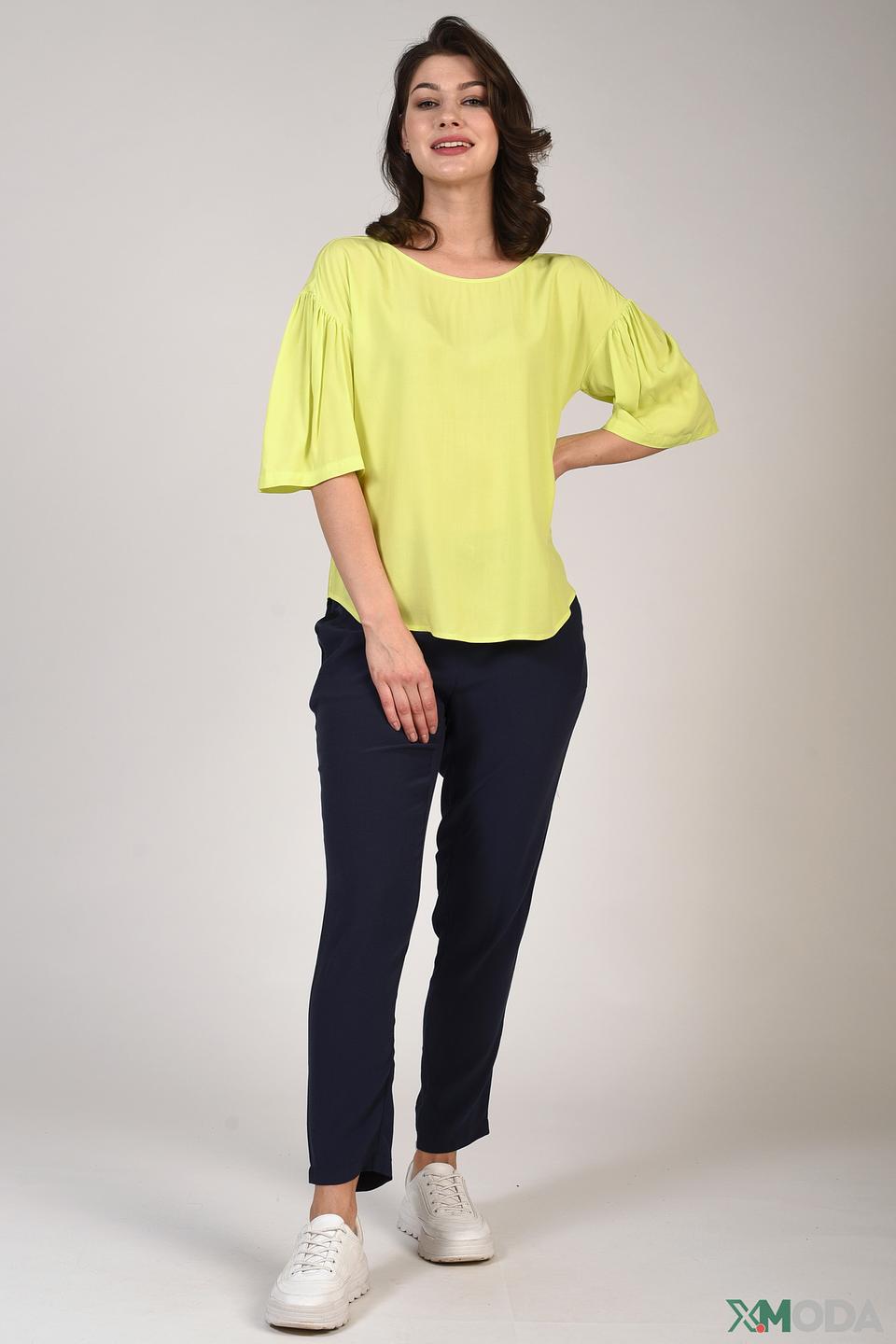 Блуза Pezzo лайм с рукавами-фонариками